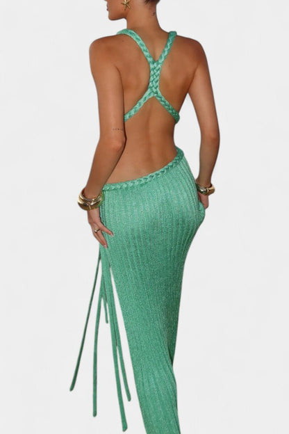 Jamie | Knit Maxi Dress with Cable Waist Detail - Lora Toronto