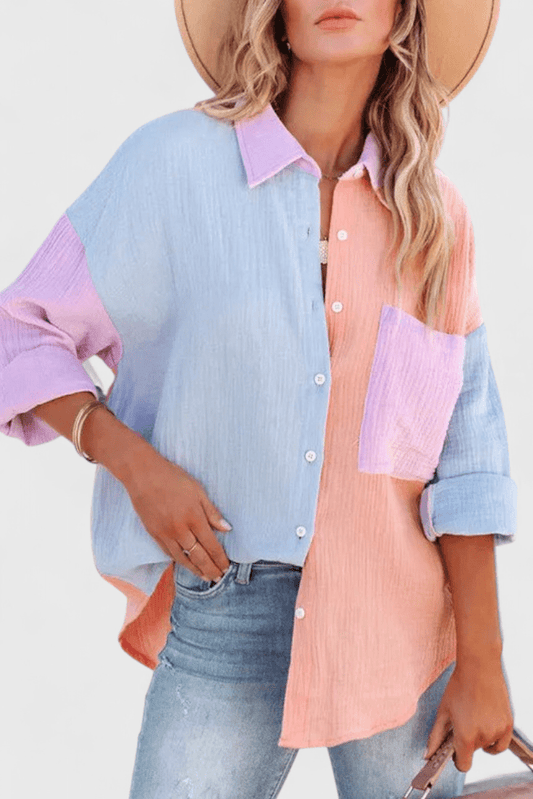 Juniper Colourblock Button - Up Blouse - Lora Toronto