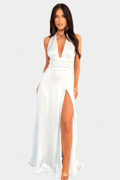 Latisha | Halter Neck High - Slit Dress - Lora Toronto