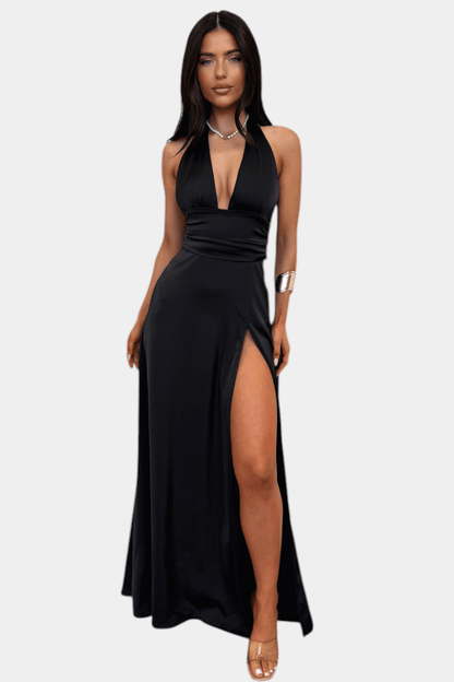 Latisha | Halter Neck High - Slit Dress - Lora Toronto