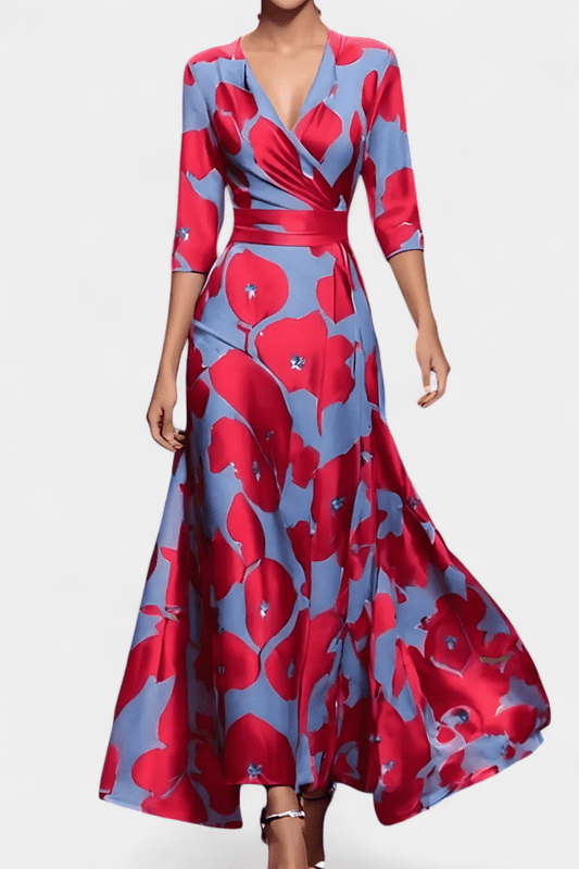 Lauren | Floral Maxi Wrap Dress - Lora Toronto