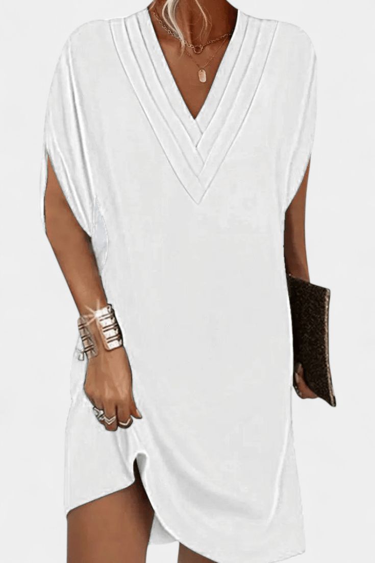 Lesley Elegant V - Neck Shift Dress - Lora Toronto