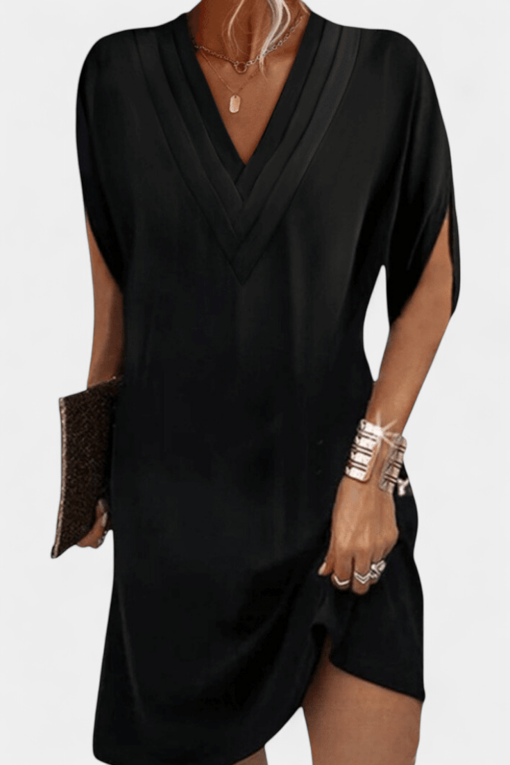 Lesley Elegant V - Neck Shift Dress - Lora Toronto