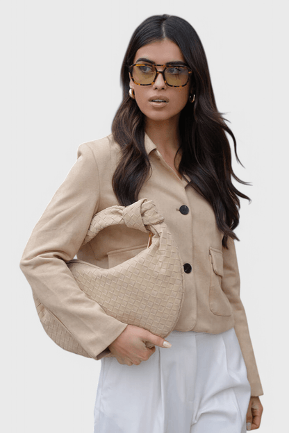 Lila Medium Woven Bag with Knot Detail - Lora Toronto