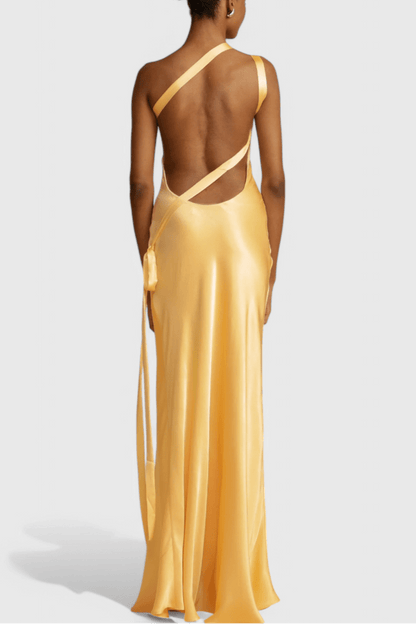 Liora | Backless Diagonal Strap Maxi Dress - Lora Toronto