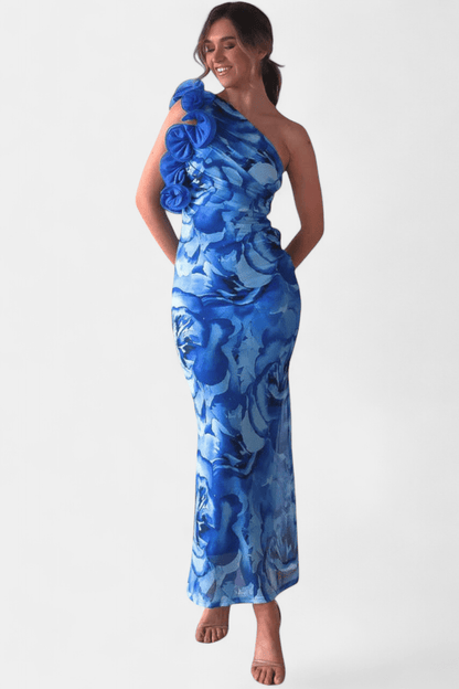 Maëlle | One - Shoulder Floral Detail Maxi Dress - Lora Toronto