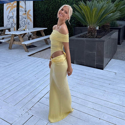 Maisy | Off - Shoulder Mesh Maxi Dress - Lora Toronto