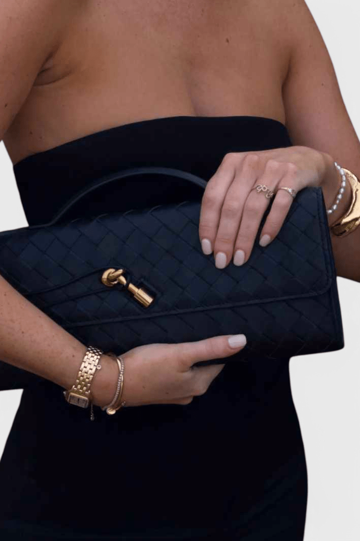 Melanie Clutch with Gold Knot Detail - Lora Toronto