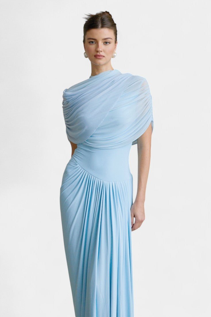 Melisande | Asymmetric Pleated Maxi Dress - Lora Toronto