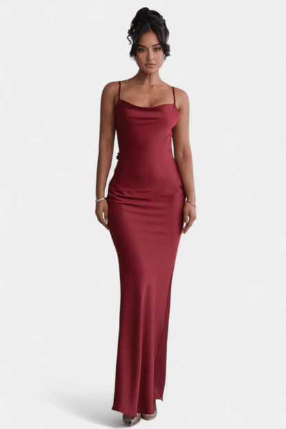 Mercedes | Cowl Back Floral Trim Bridal Dress - Lora Toronto