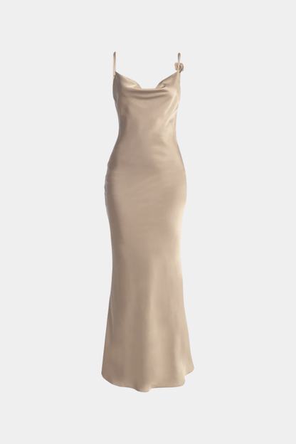 Mercedes | Cowl Back Floral Trim Bridal Dress - Lora Toronto