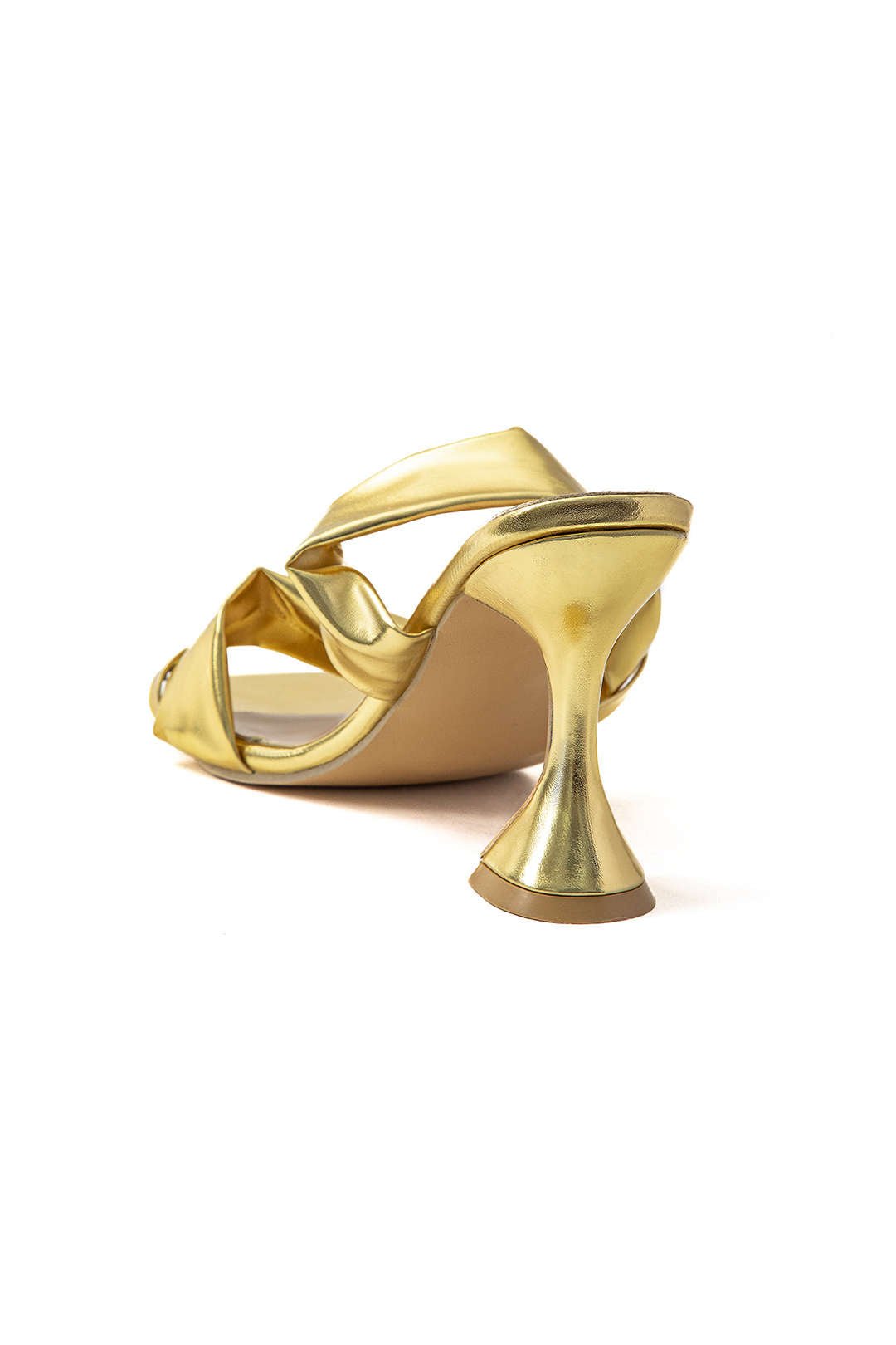 Metallic Ruched Square - toe High Heels Sandals - Lora Toronto
