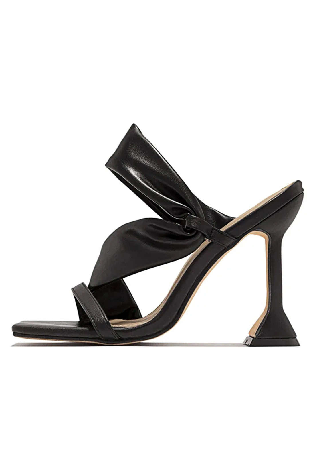 Metallic Ruched Square - toe High Heels Sandals - Lora Toronto