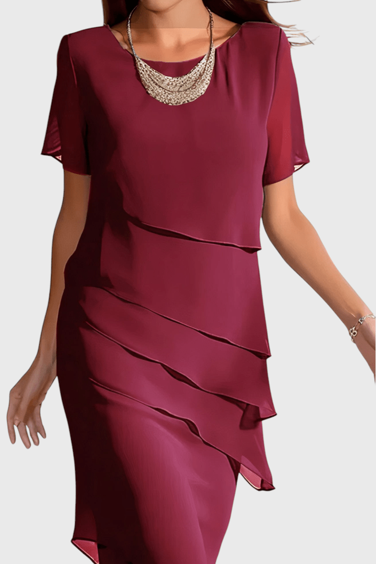 Mia | Elegant Chiffon Frange Dress - Lora Toronto