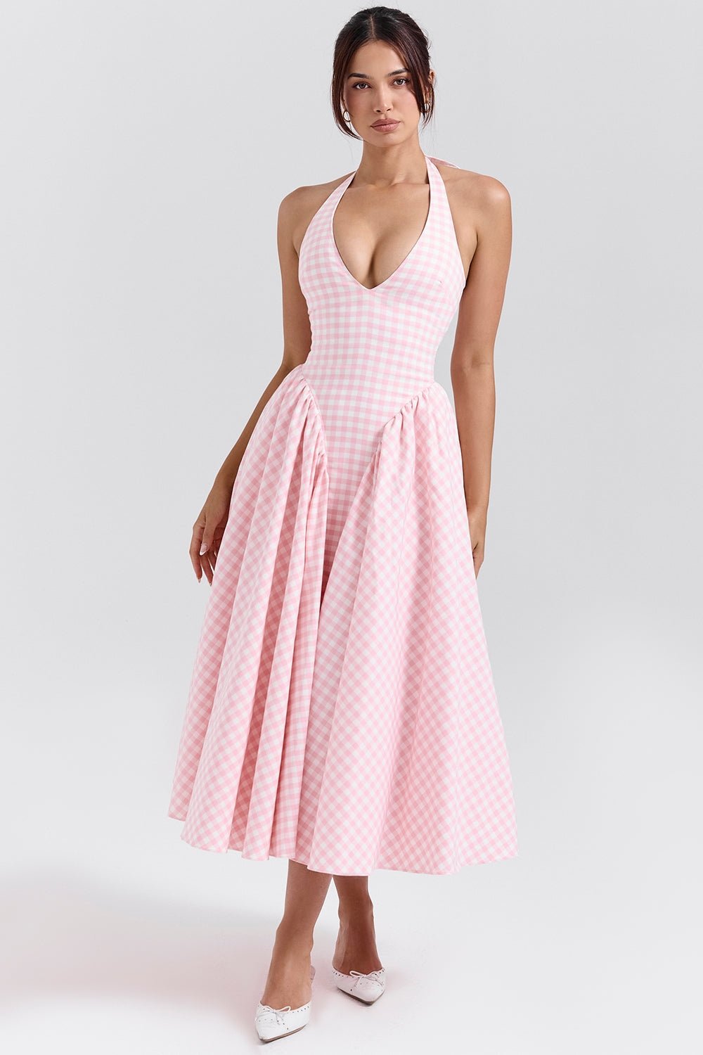 Monroe | Twill Halter Midi Dress - Lora Toronto