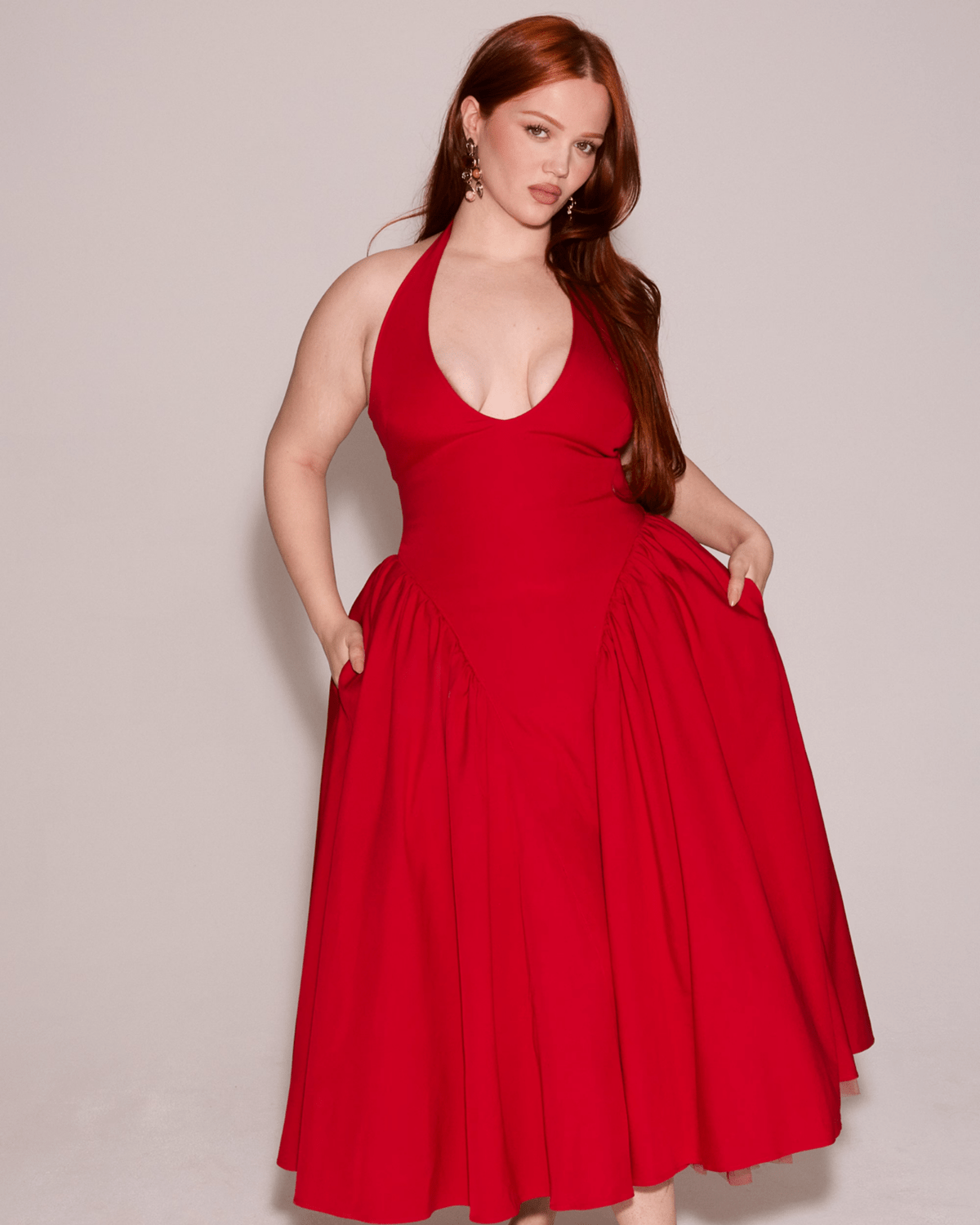 Monroe | Twill Halter Midi Dress - Lora Toronto