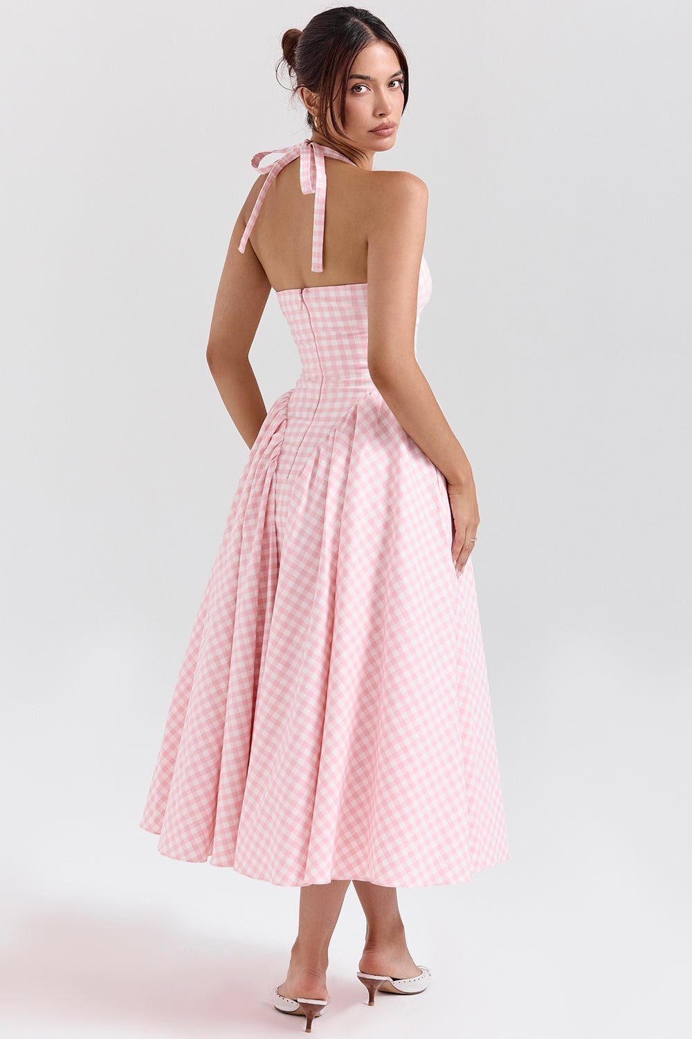 Monroe | Twill Halter Midi Dress - Lora Toronto