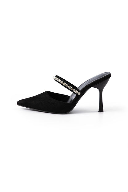 Rhinestone Embellished Pointed - toe High - heeled Sandals - Lora Toronto