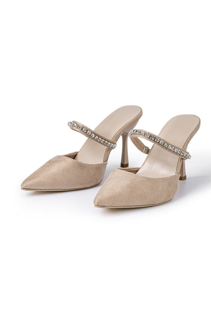 Rhinestone Embellished Pointed - toe High - heeled Sandals - Lora Toronto