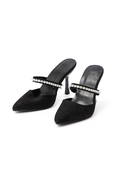 Rhinestone Embellished Pointed - toe High - heeled Sandals - Lora Toronto