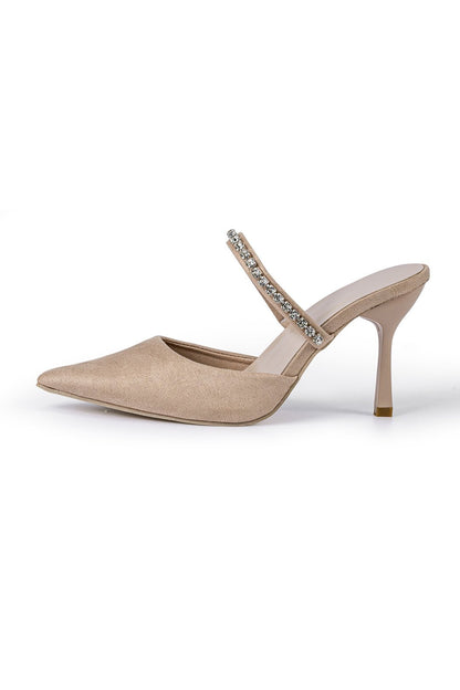 Rhinestone Embellished Pointed - toe High - heeled Sandals - Lora Toronto