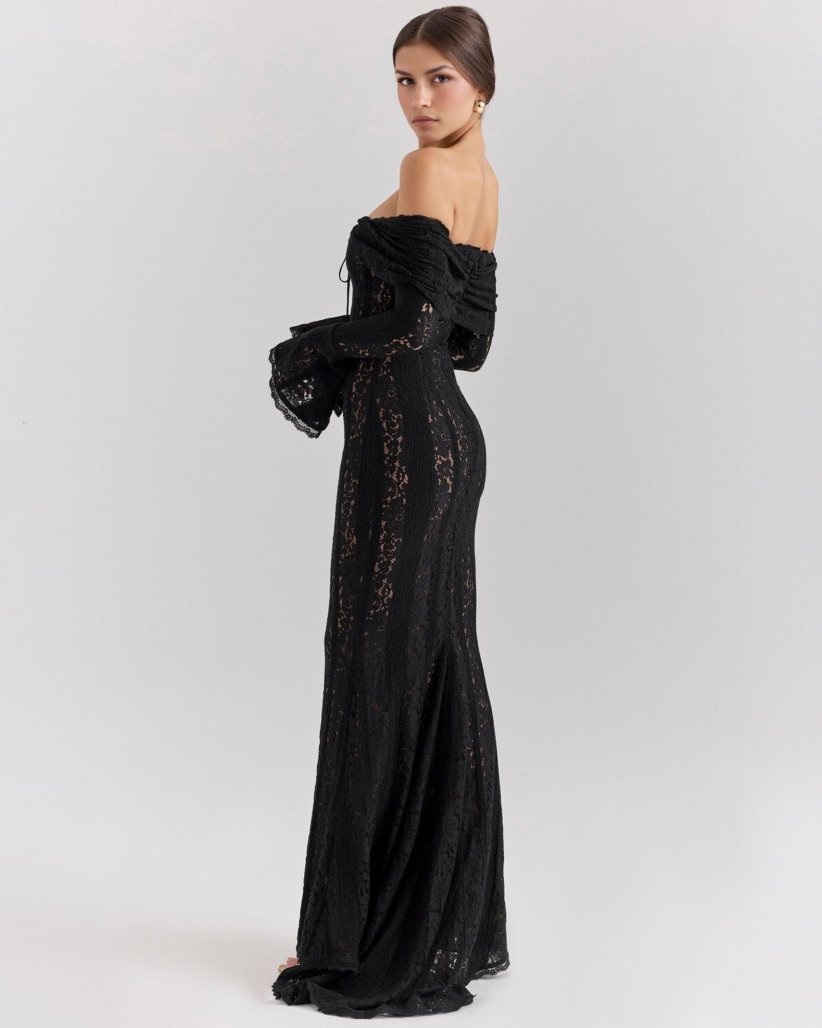 Rosalie | Lace Off - Shoulder Maxi Dress - Lora Toronto