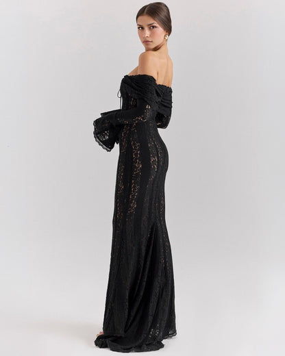 Rosalie | Lace Off - Shoulder Maxi Dress - Lora Toronto