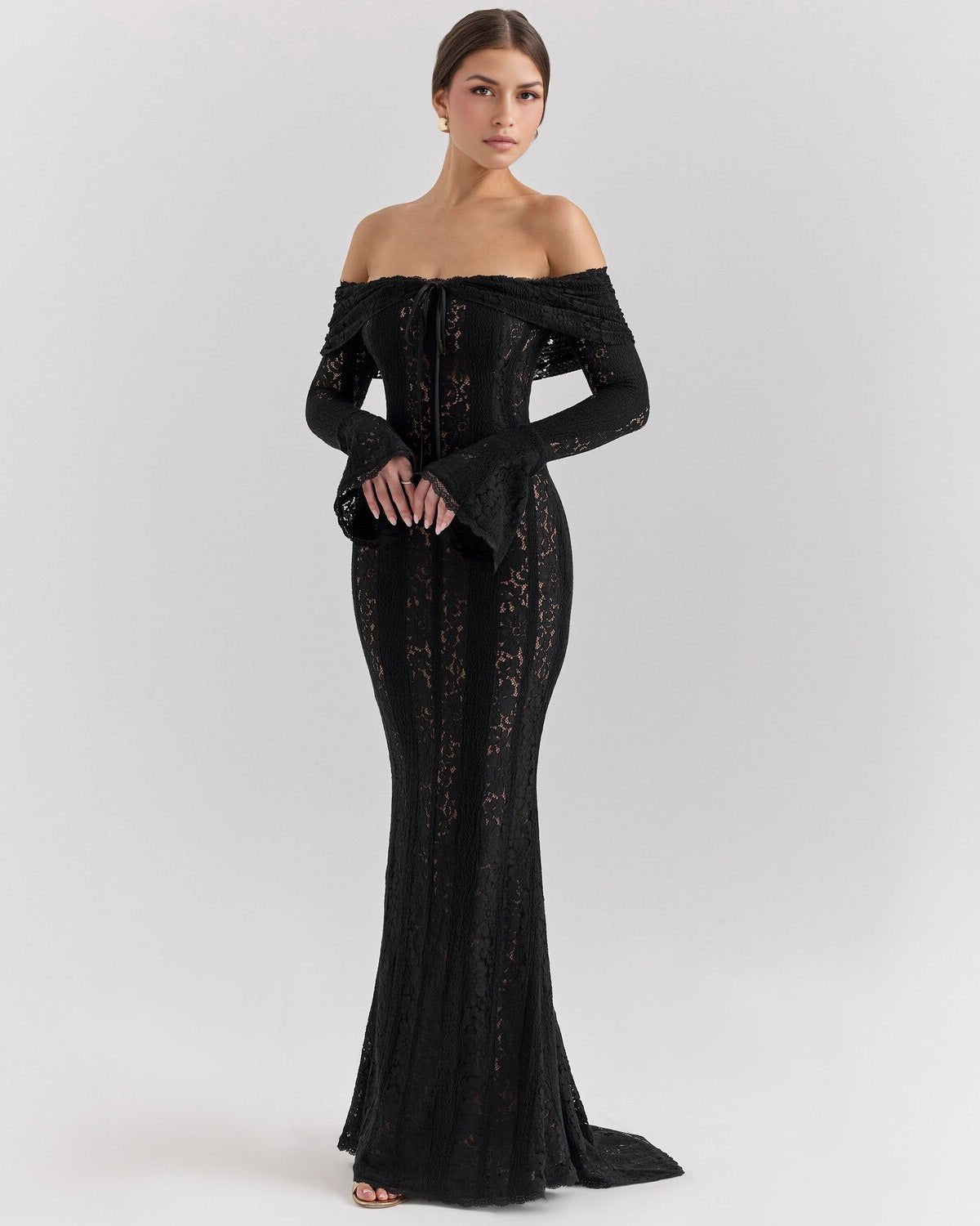 Rosalie | Lace Off - Shoulder Maxi Dress - Lora Toronto