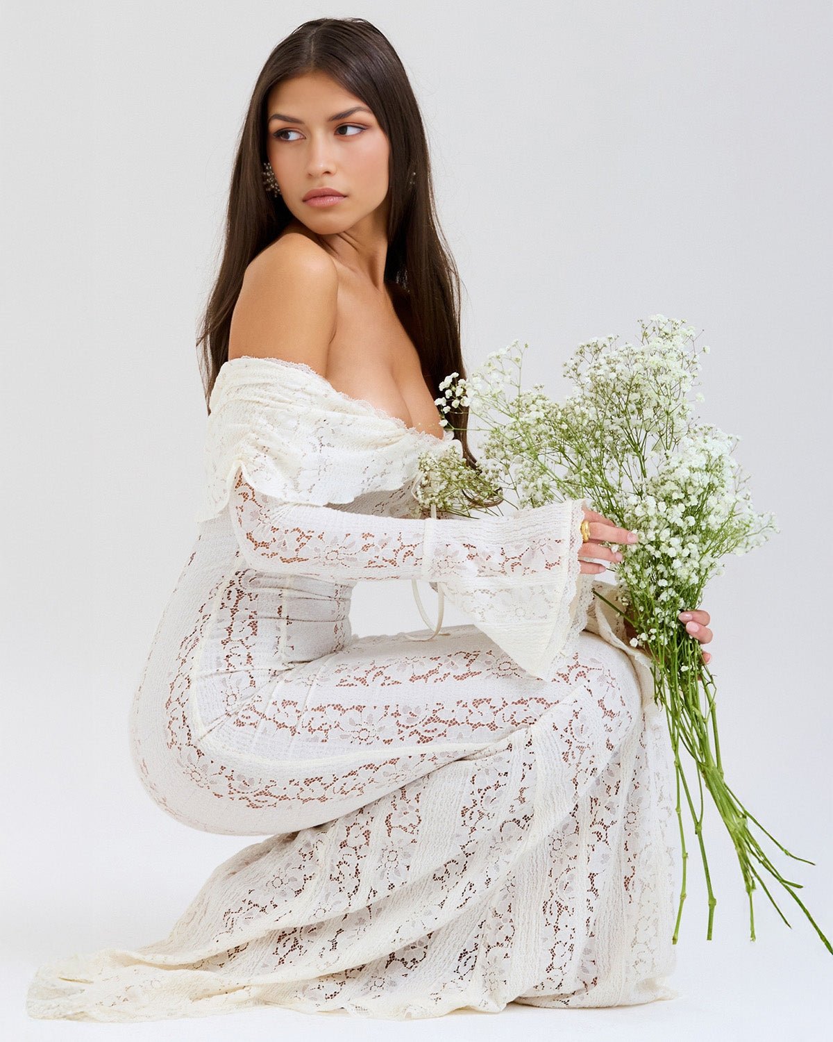 Rosalie | Lace Off - Shoulder Maxi Dress - Lora Toronto