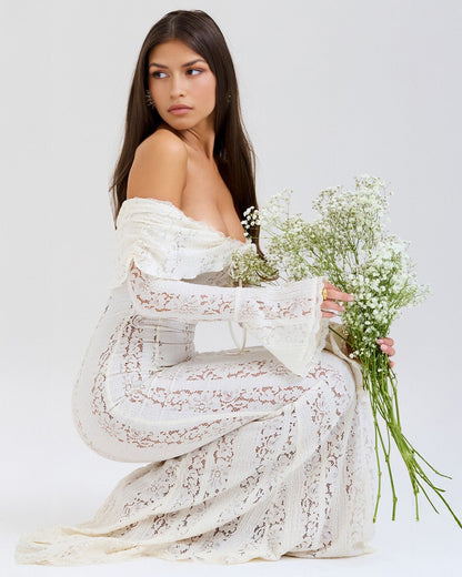 Rosalie | Lace Off - Shoulder Maxi Dress - Lora Toronto