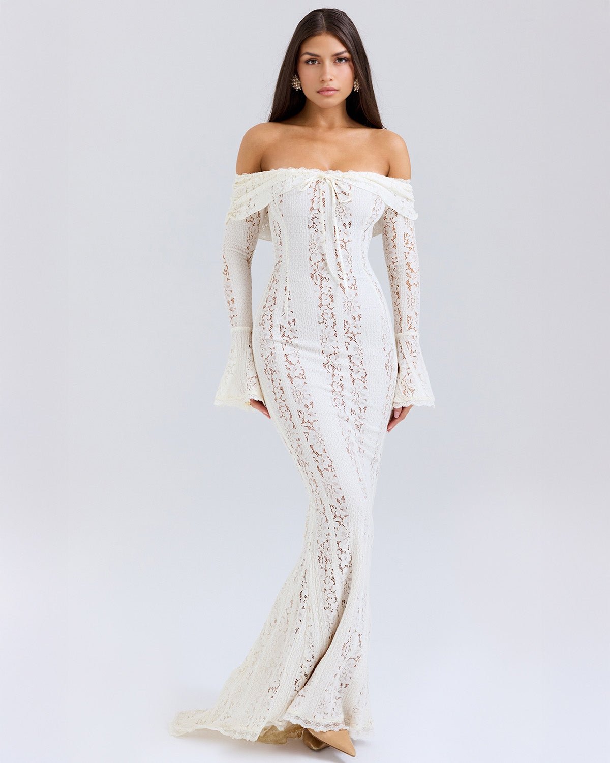 Rosalie | Lace Off - Shoulder Maxi Dress - Lora Toronto