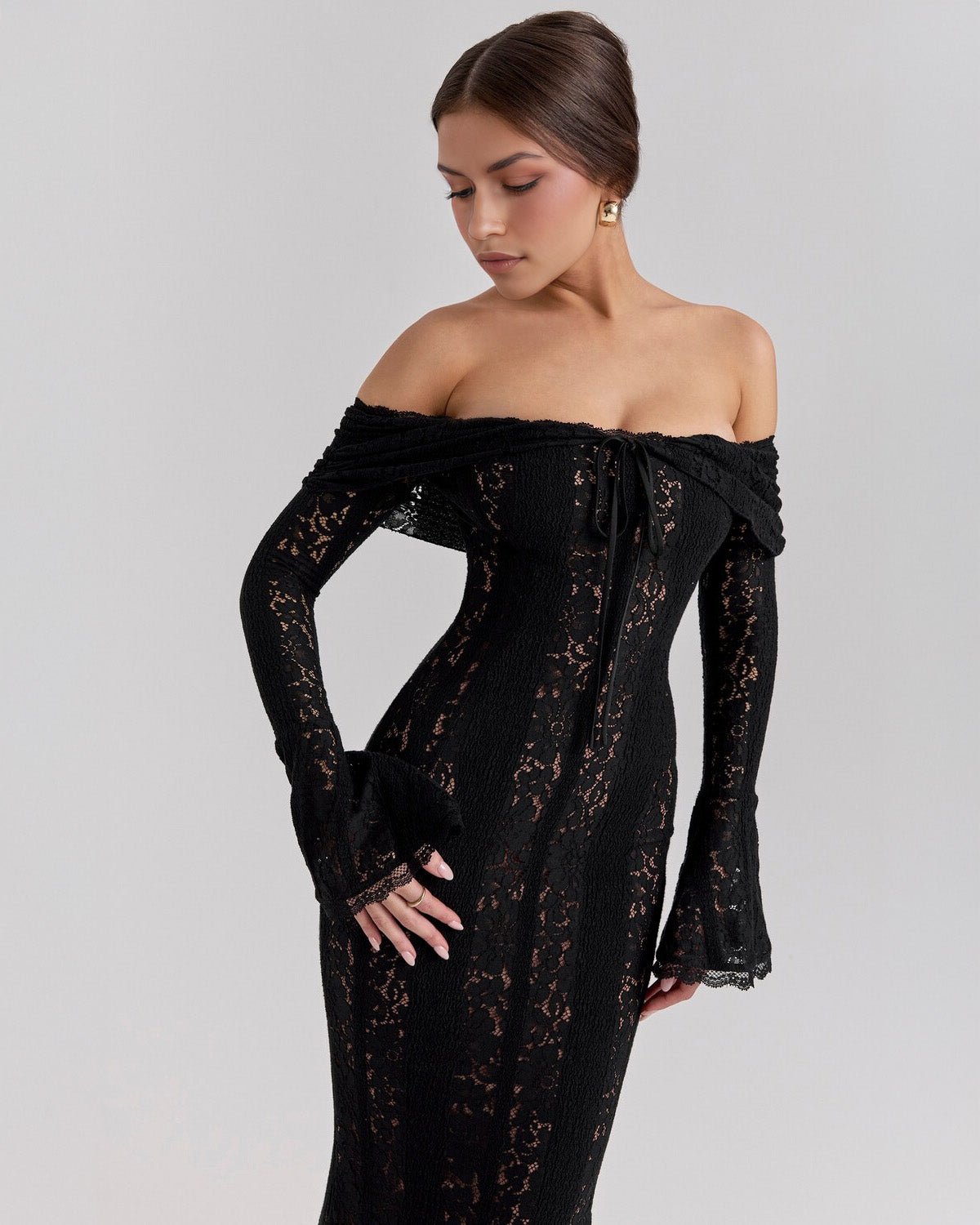 Rosalie | Lace Off - Shoulder Maxi Dress - Lora Toronto