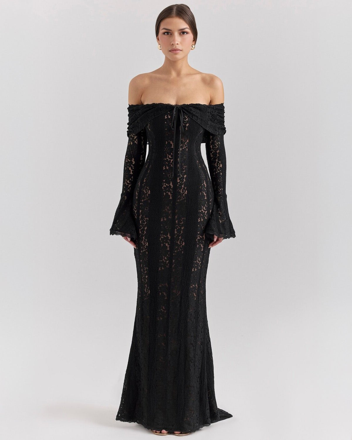 Rosalie | Lace Off - Shoulder Maxi Dress - Lora Toronto