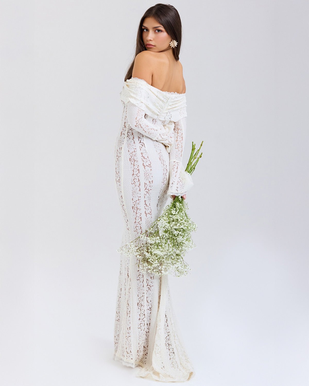 Rosalie | Lace Off - Shoulder Maxi Dress - Lora Toronto