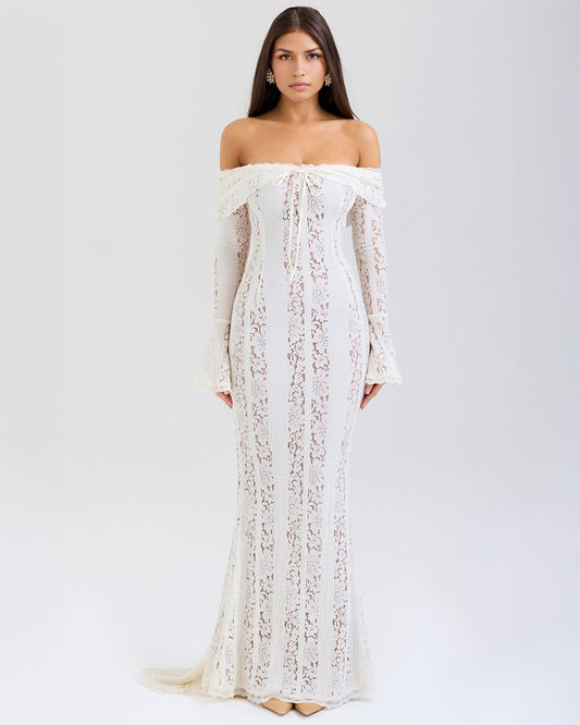 Rosalie | Lace Off - Shoulder Maxi Dress - Lora Toronto