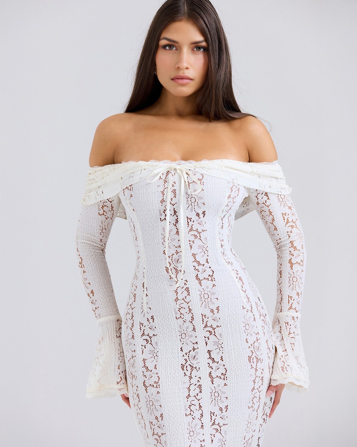 Rosalie | Lace Off - Shoulder Maxi Dress - Lora Toronto