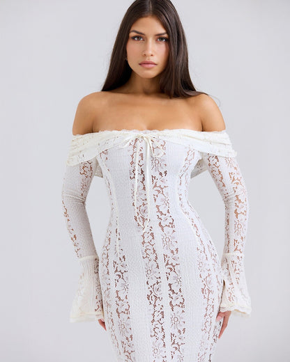 Rosalie | Lace Off - Shoulder Maxi Dress - Lora Toronto