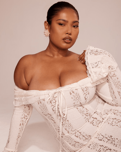 Rosalie | Lace Off - Shoulder Maxi Dress - Lora Toronto