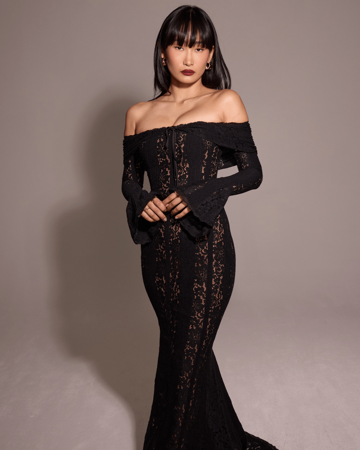 Rosalie | Lace Off - Shoulder Maxi Dress - Lora Toronto