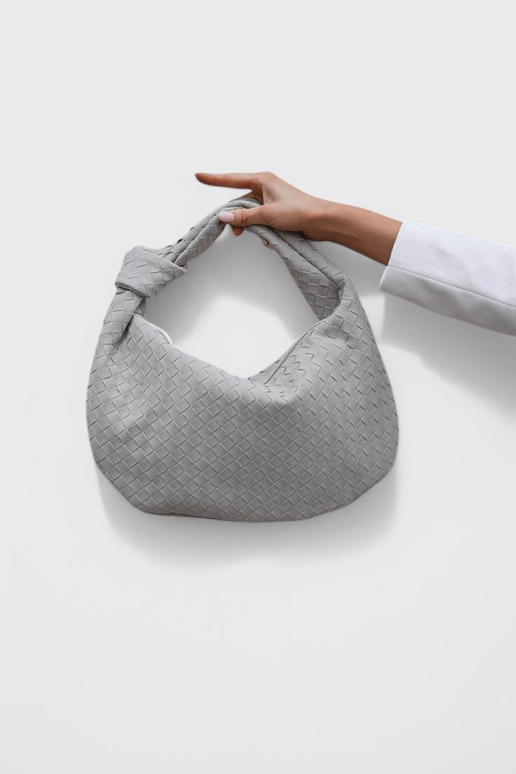 Sage Medium Woven Shoulder Satchel - Lora Toronto