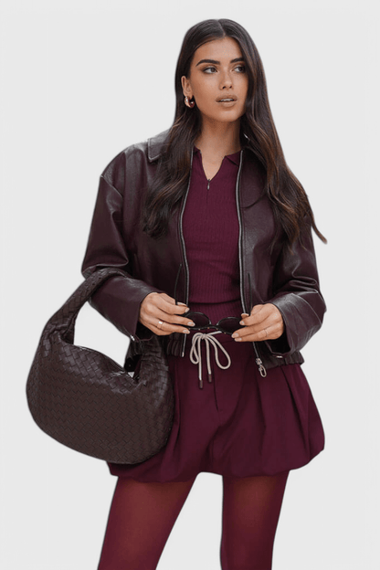 Sage Medium Woven Shoulder Satchel - Lora Toronto