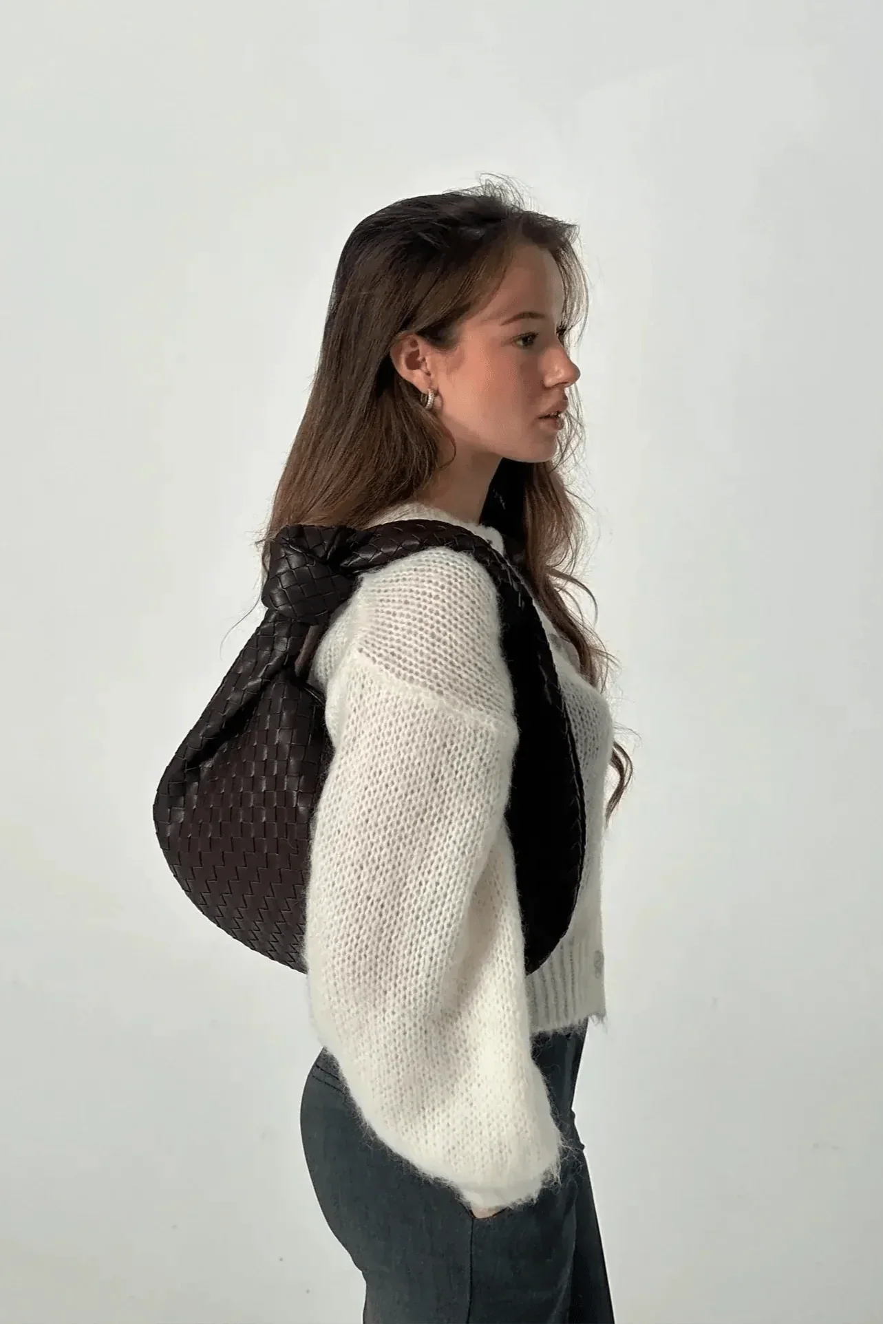 Sage Medium Woven Shoulder Satchel - Lora Toronto