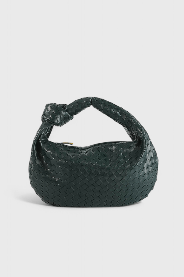 Sage Medium Woven Shoulder Satchel - Lora Toronto