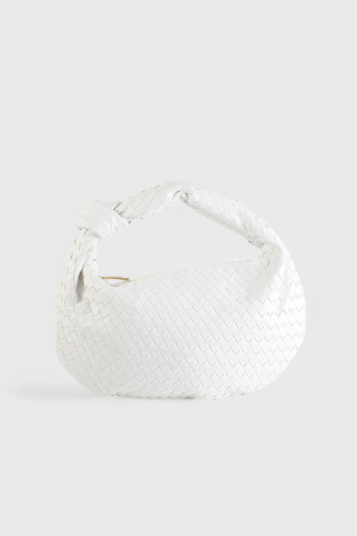 Sage Medium Woven Shoulder Satchel - Lora Toronto