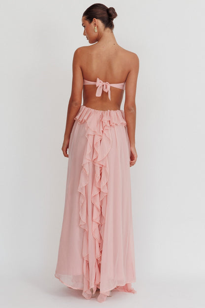 Sally | Cut - Out Ruffle Maxi Dress Blush - Lora Toronto