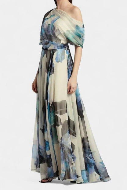 Sanaa | One - Shoulder Abstract Floral Maxi Dress - Lora Toronto