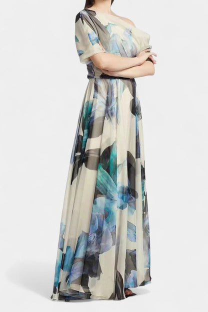 Sanaa | One - Shoulder Abstract Floral Maxi Dress - Lora Toronto