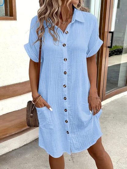 The Timeless V - Neck Blouse Dress - Lora Toronto