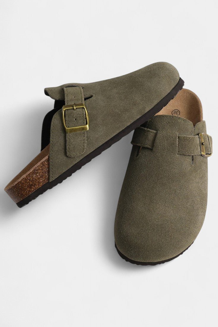 Tia Robust Suede Clogs - Lora Toronto