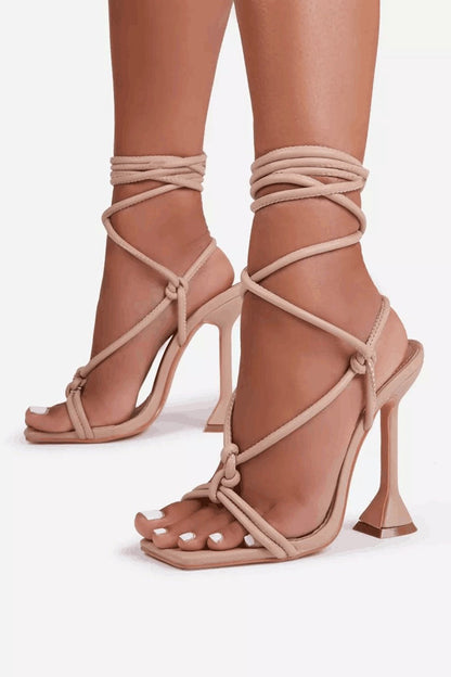 Tie |Ankle High Heeled Sandals - Lora Toronto